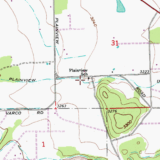 Topographic Map of Plainview School (historical), OR