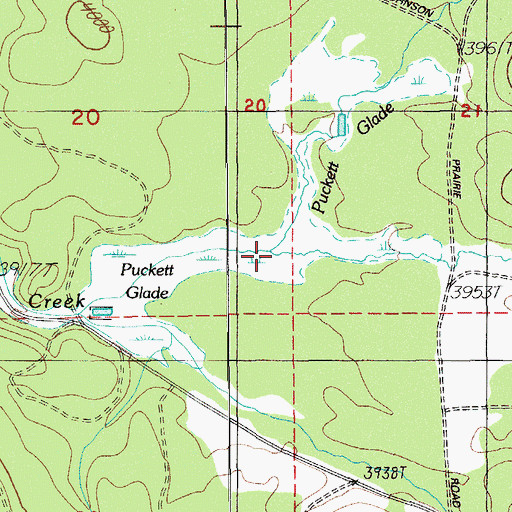 Topographic Map of Puckett Glade, OR