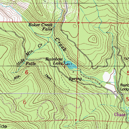 Topographic Map of Rainbow Lake, OR