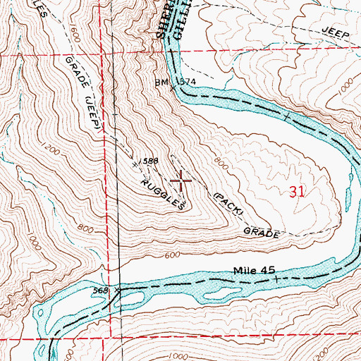 Topographic Map of Ruggles Grade, OR