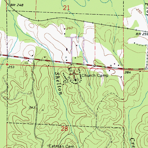 Topographic Map of Church Camp, AL