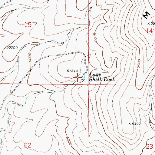 Topographic Map of Lake Shell Rock, OR