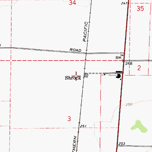 Topographic Map of Shrock, OR