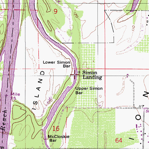 Topographic Map of Simon Landing, OR