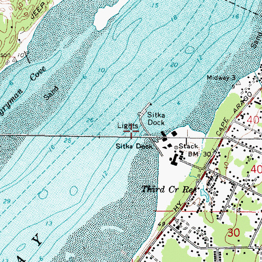 Topographic Map of Sitka Dock, OR
