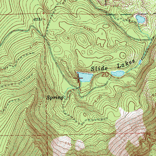 Topographic Map of Slide Lakes, OR