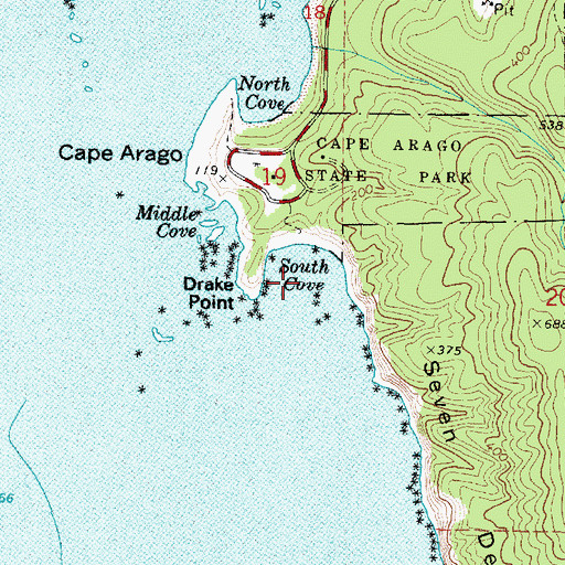 Topographic Map of South Cove, OR