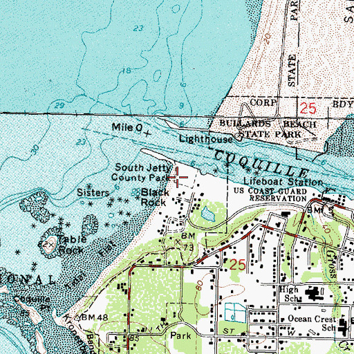 Topographic Map of Brandon South Jetty County Park, OR
