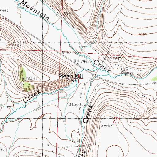 Topographic Map of Spoos Mill, OR