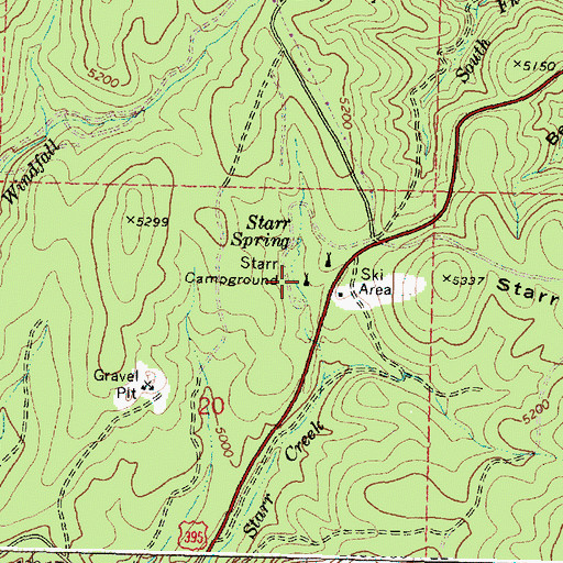 Topographic Map of Starr Recreation Site, OR