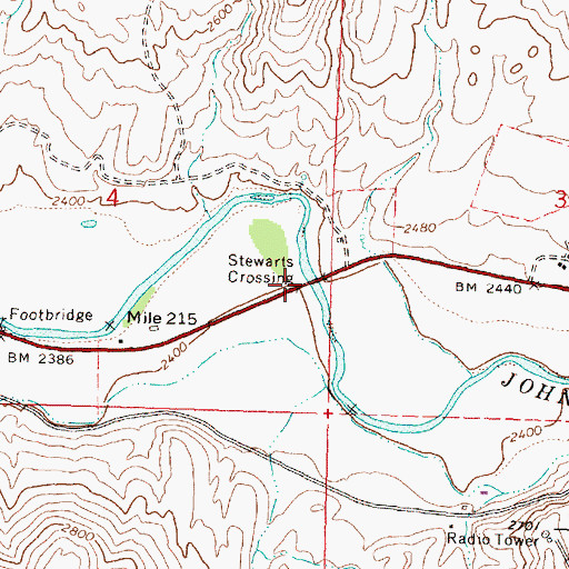 Topographic Map of Stewarts Crossing, OR