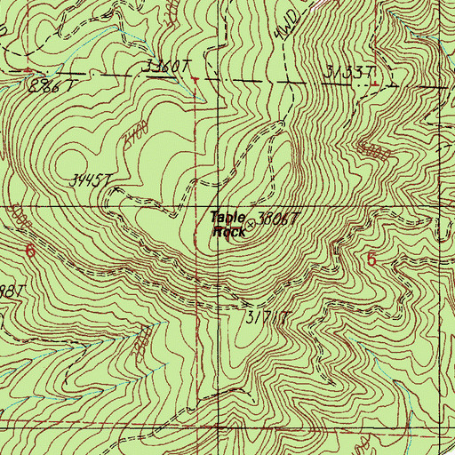Topographic Map of Table Rock, OR