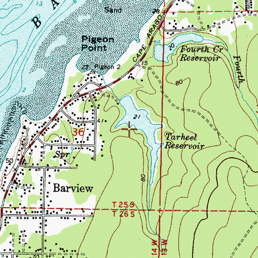 Topographic Map of Tarheel Reservoir, OR