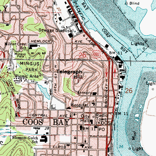 Topographic Map of Telegraph Hill, OR