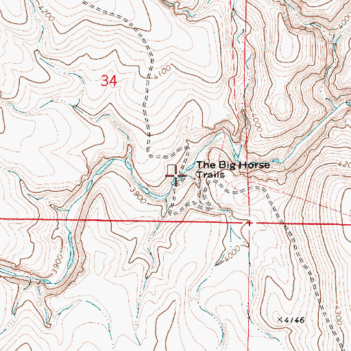Topographic Map of The Big Horse Trails, OR