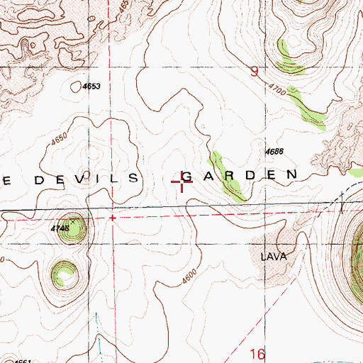Topographic Map of The Devils Garden, OR