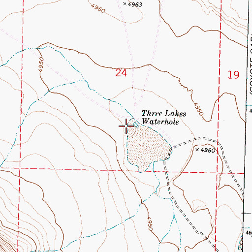 Topographic Map of Three Lakes Waterhole, OR
