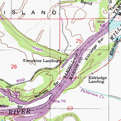Topographic Map of Tompkins Landing, OR