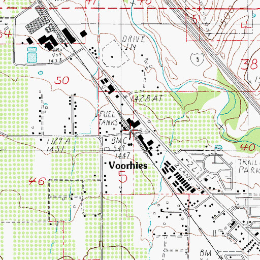 Topographic Map of Voorhies, OR