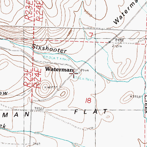 Topographic Map of Waterman (historical), OR