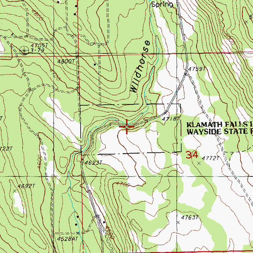 Topographic Map of Klamath Falls-Lakeview Forest State Park, OR
