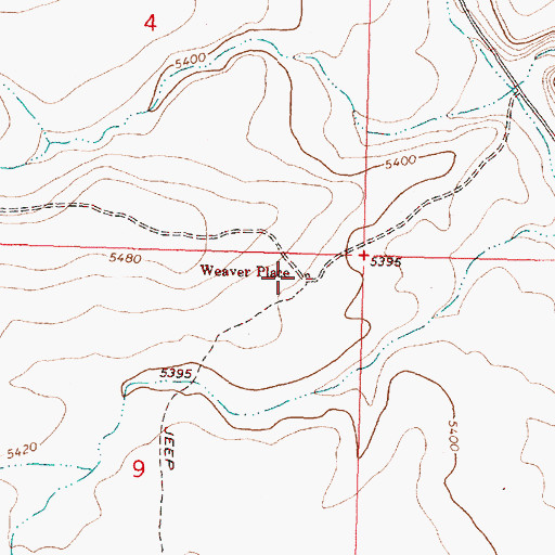 Topographic Map of Weaver Place, OR