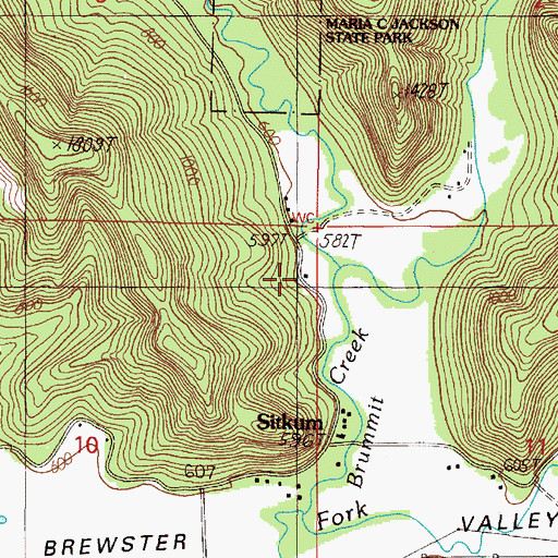 Topographic Map of West Fork Brummit Creek, OR