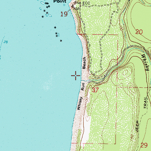 Topographic Map of Whisky Run Beach, OR