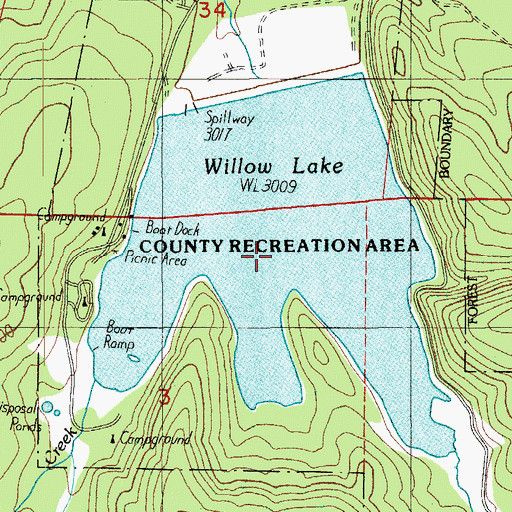 Topographic Map of Willow Lake, OR