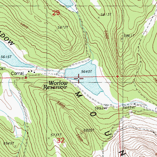 Topographic Map of Worlow Reservoir, OR