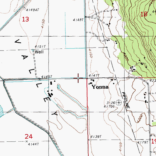 Topographic Map of Yonna, OR