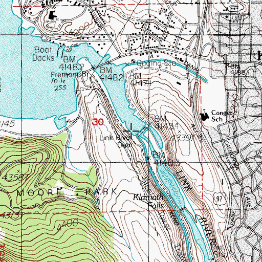 Topographic Map of Link River Dam, OR
