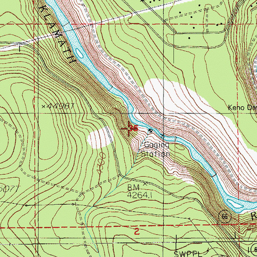 Topographic Map of Keno Dam, OR