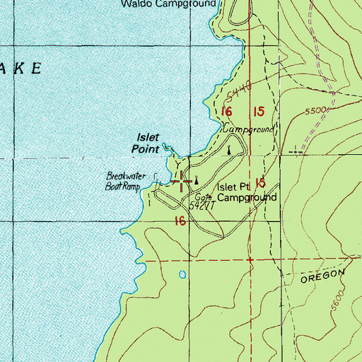 Topographic Map of Islet Recreation Site, OR