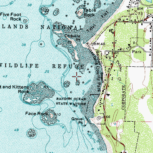 Topographic Map of Bandon Beach, OR