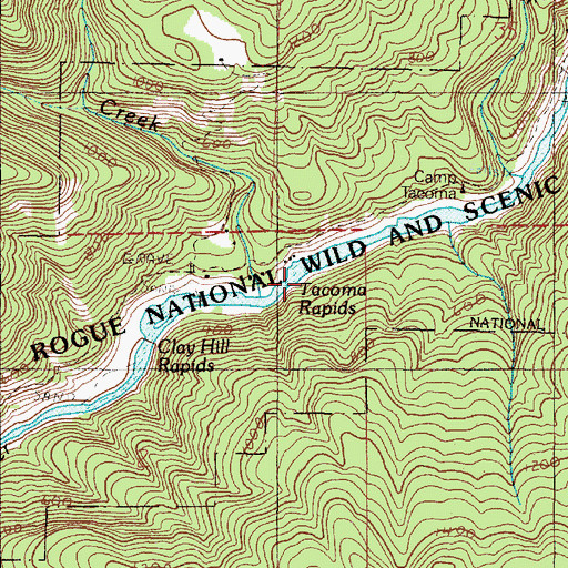 Topographic Map of Tacoma Rapids, OR
