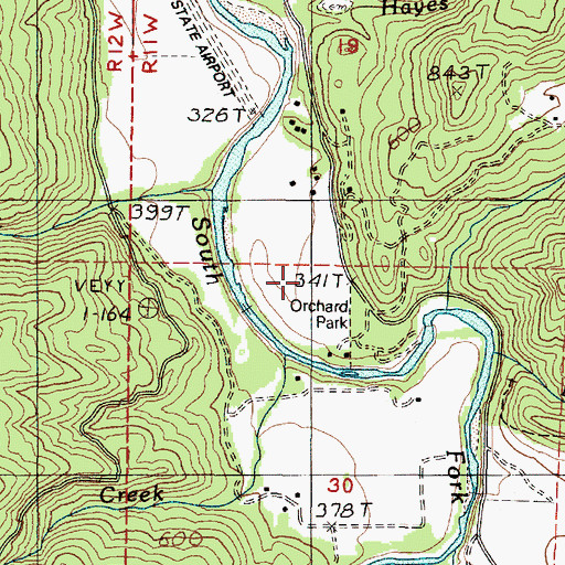 Topographic Map of Powers City Park, OR