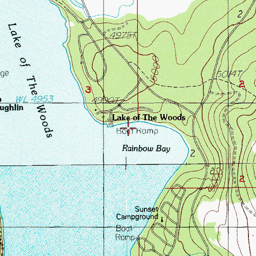 Topographic Map of Rainbow Bay Recreation Site, OR