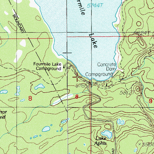 Topographic Map of Fourmile Lake Recreation Site, OR