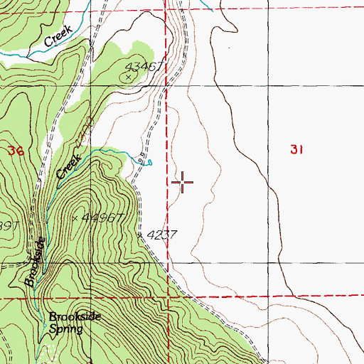 Topographic Map of Brookside Creek, OR