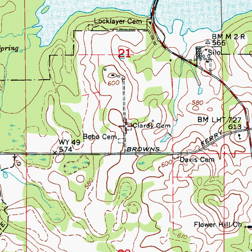 Topographic Map of Clardy Cemetery, AL