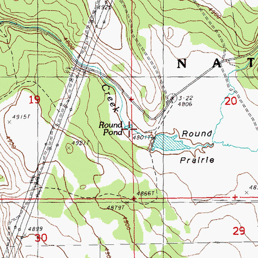 Topographic Map of Round Pond, OR