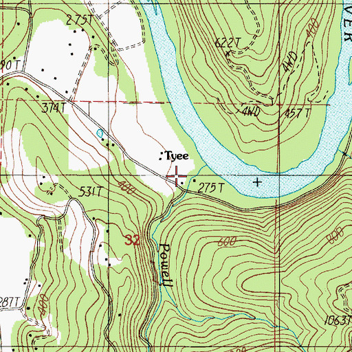 Topographic Map of Tyee, OR