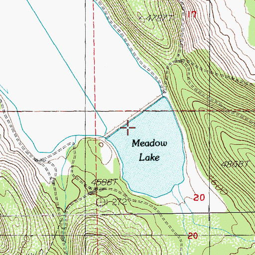 Topographic Map of Meadow Lake Dam, OR