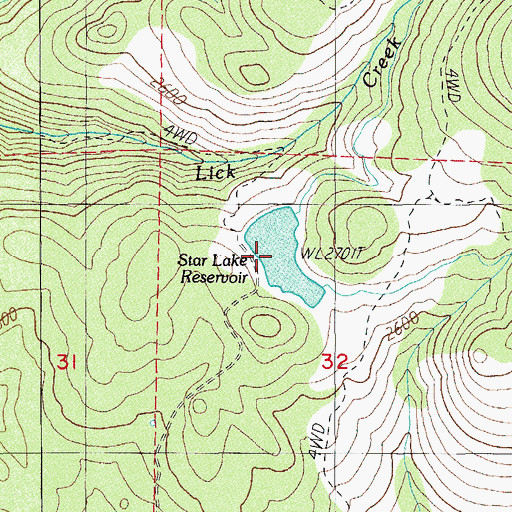 Topographic Map of Star Lake Reservoir, OR