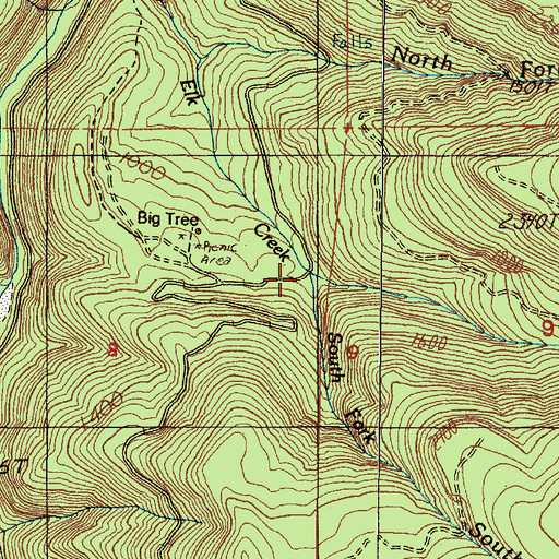 Topographic Map of South Fork Elk Creek, OR