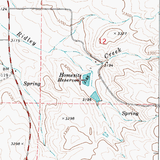 Topographic Map of Homesite Reservoir, OR