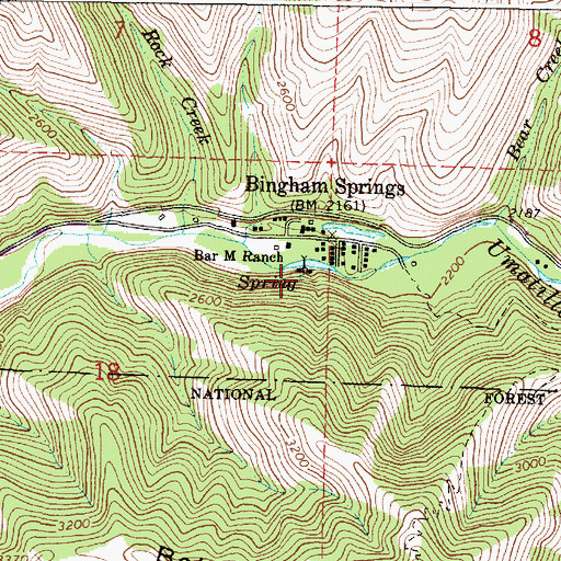 Topographic Map of Bingham Springs, OR