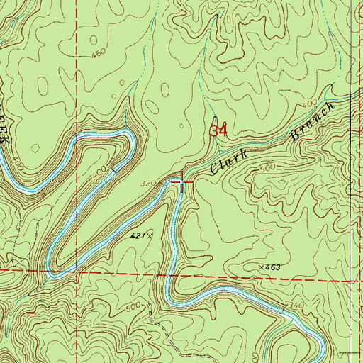 Topographic Map of Clark Branch, AL