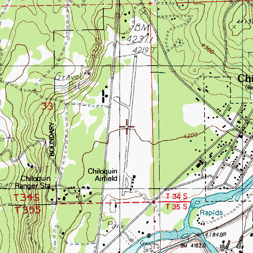 Topographic Map of Chiloquin State Airport, OR